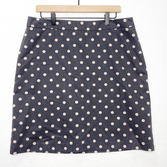Boden Gray Tan Polka Dot Pencil A-Line Skirt 12R W6456 - Picture 2 of 7